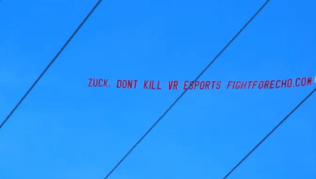 Les joueurs d'Echo VR protestent contre l'arrêt en faisant voler un message au-dessus de Meta HQ